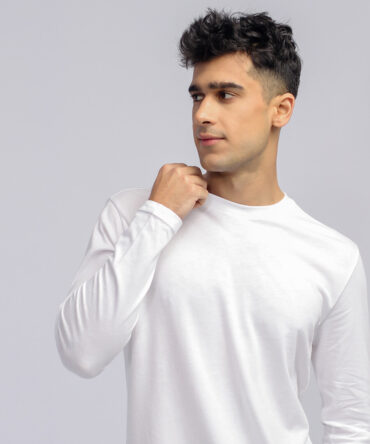 Men's White Long Sleeve T Shirt