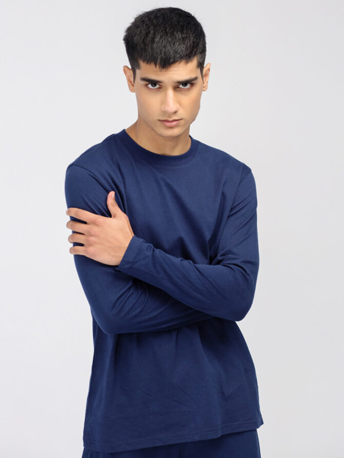 Men's Blue Full Sleeve T Shirt