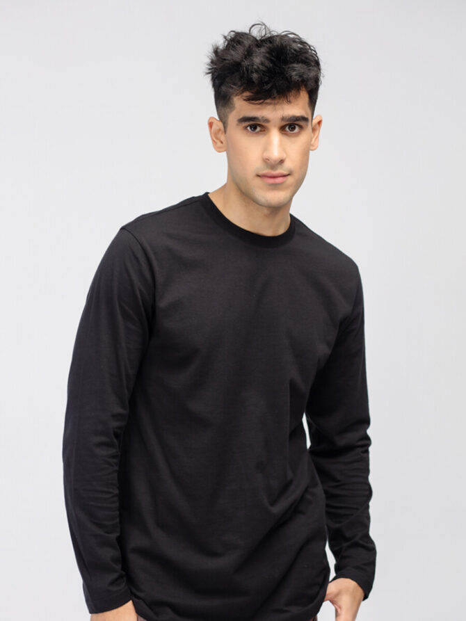 Men's Black Long Sleeve T Shirt