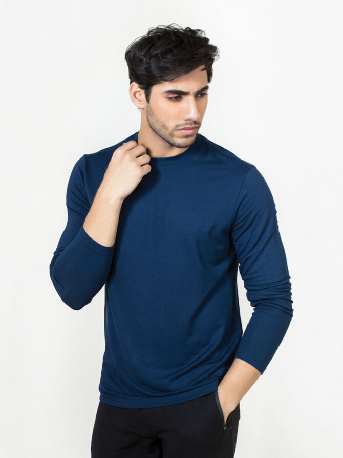 Men's Navy Full Sleeve T Shirt