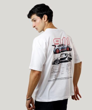 Car Graphics Oversize White T Shirt